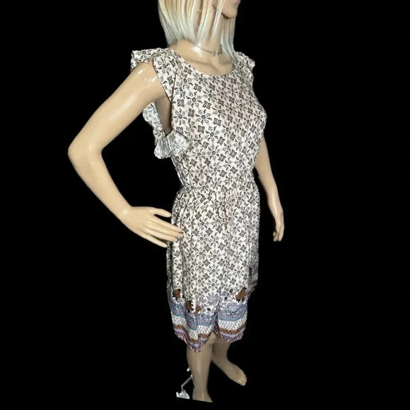 NWT Xhilaration Floral A Line Ruffle Dress Short Flutter Sleeve Cross Tie Back - Picture 6 of 13